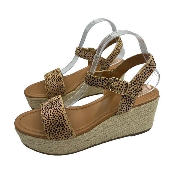 NWT J CREW Leopard Calf Hair Platform Espadrilles Black Tan Leopard 10 - Picture 6 of 11